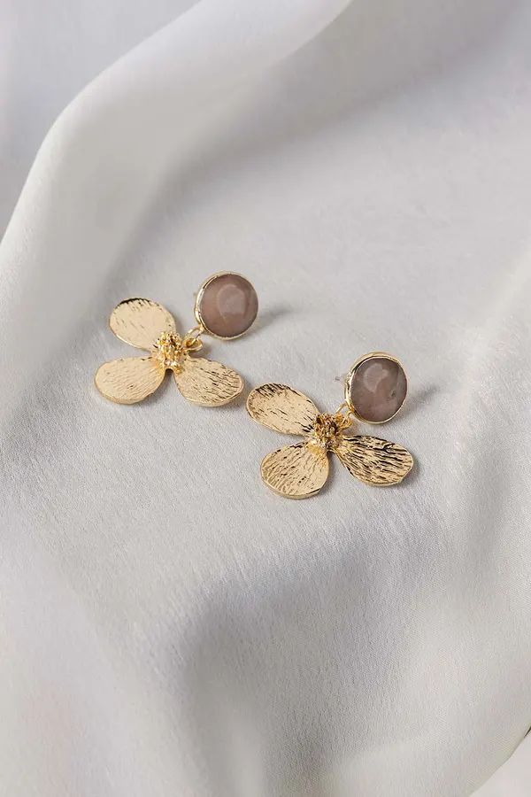 Brown Flower Drop Earrings