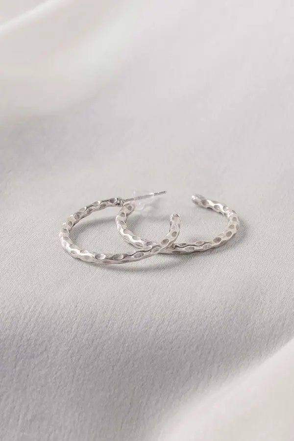 Silver C Hoop Earrings